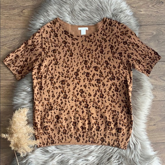 H&M Animal Print Round Neck Top